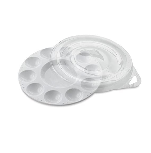 Palette ronde en plastique à 10 puits avec couvercle transparent, 7"