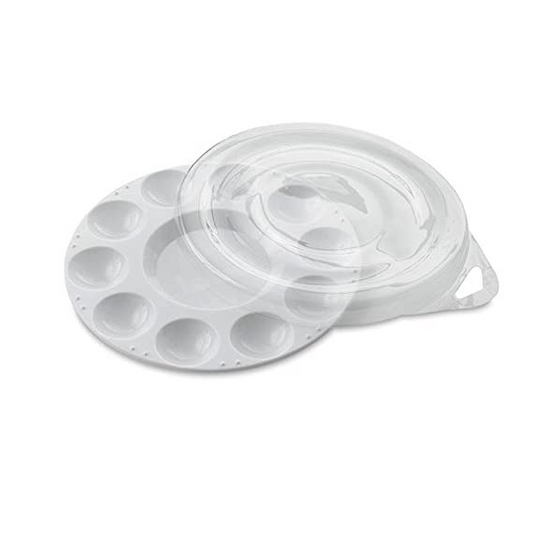 Palette ronde en plastique à 10 puits avec couvercle transparent, 7"