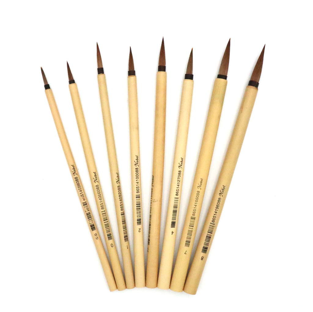 FC 088 Pinceau Aquarelle Bambou Poil de chèvre blanc et brun