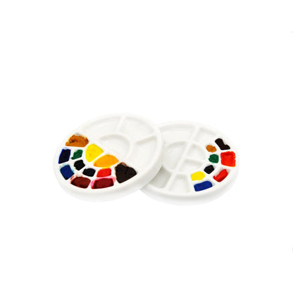 Mini palette en céramique faite à la main avec 16 puits - ensemble de 2 dans une boîte en métal